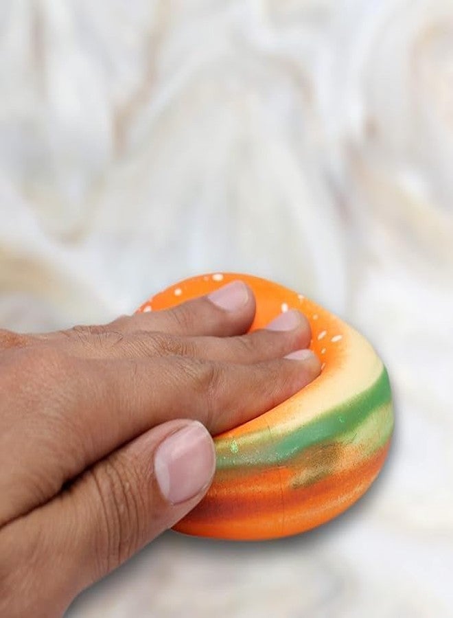 JAPSI Burger Shaped Slow Rising Squishy Stress Relief Toy, Orange and Green, Pack of 1 - Image 2